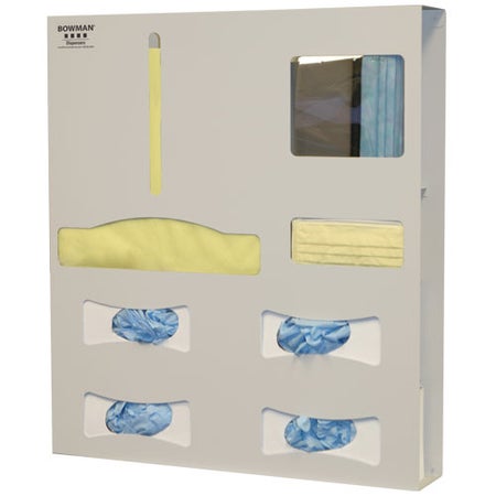 Protective Apparel Dispenser Wall or Door Mounted 7-Compartment Beige 4-9/16 X 22-3/4 X 25-5/8 Inch Aluminum