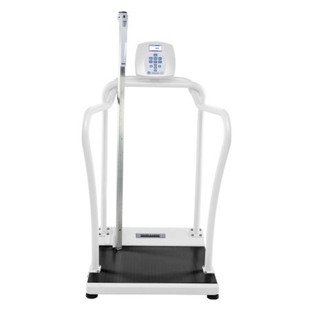 Physician Scale with Handrail Health O Meter® LCD Display 1000 lbs. / 454 kg Capacity Gray AC Adapter / Battery Operated