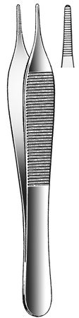 Dressing Forceps Adson 4-3/4 Inch Length Floor / Office Grade Stainless Steel NonSterile NonLocking Thumb Handle Straight Serrated Tips