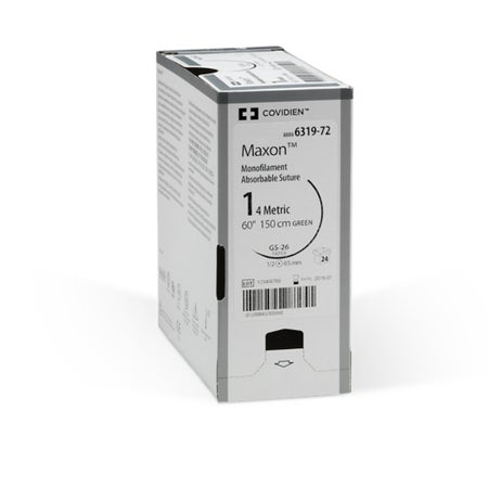 Absorbable Suture with Needle Maxon™ Polyglyconate C-1 3/8 Circle Taper Cutting Needle Size 4-0 Monofilament