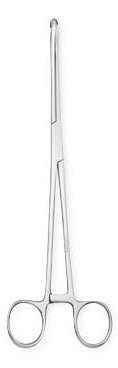 Sponge Forceps Centurion® Foerster 9-1/2 Inch Length Floor / Office Grade Pakistani Stainless Steel Sterile Locking Finger Ring Handle Straight Fenestrated Serrated Oval Tips