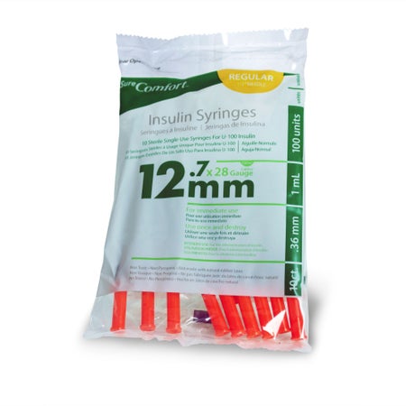 Standard Insulin Syringe with Needle Surecomfort® 1 mL 1/2 Inch 28 Gauge NonSafety Regular Wall