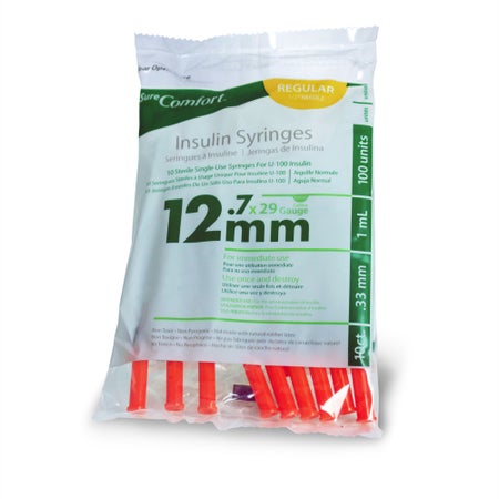 Standard Insulin Syringe with Needle Surecomfort® 1 mL 1/2 Inch 29 Gauge NonSafety Regular Wall
