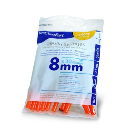 Standard Insulin Syringe with Needle Surecomfort® 0.5 mL 5/16 Inch 30 Gauge NonSafety Regular Wall