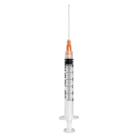 Standard Hypodermic Syringe with Needle Sol-M™ 3 mL 1-1/2 Inch 25 Gauge NonSafety Regular Wall