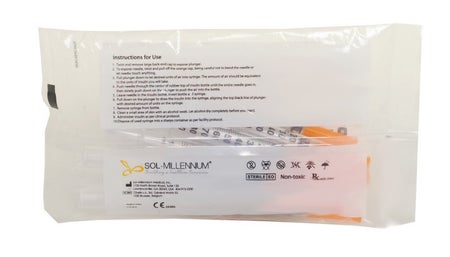 Standard Insulin Syringe with Needle Sol-M™ 1 mL 1/2 Inch 30 Gauge NonSafety Regular Wall