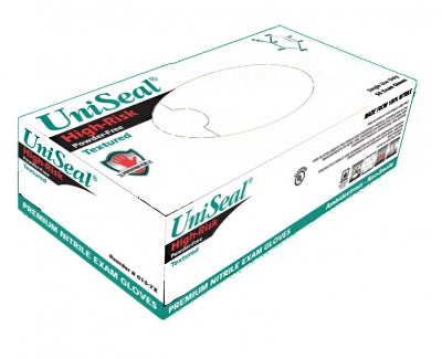 Exam Glove UniSeal® Nitriflex 2X-Large NonSterile Nitrile Standard Cuff Length Fully Textured Blue Not Rated
