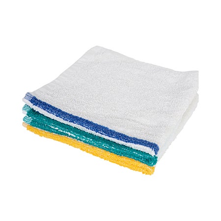 Bar Towel 17 X 20 Inch OE Cotton Terry Cloth White Stripe Reusable