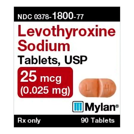 Levothyroxine Sodium 25 mcg Tablet 90 Tablets