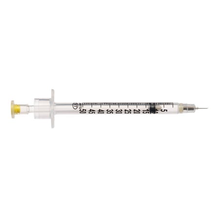Safety Insulin Syringe with Needle VanishPoint® 0.5 mL 3/16 Inch 30 Gauge Retractable Safety Needle Regular Wall