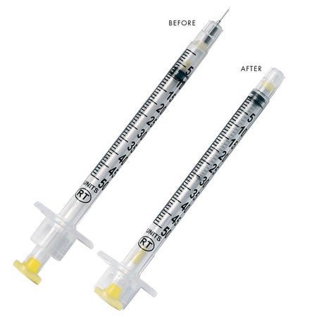 Safety Insulin Syringe with Needle VanishPoint® 0.5 mL 3/16 Inch 30 Gauge Retractable Safety Needle Regular Wall