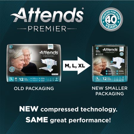 Incontinence Brief Attends® Premier Adult Medium Unisex Disposable Heavy Absorbency