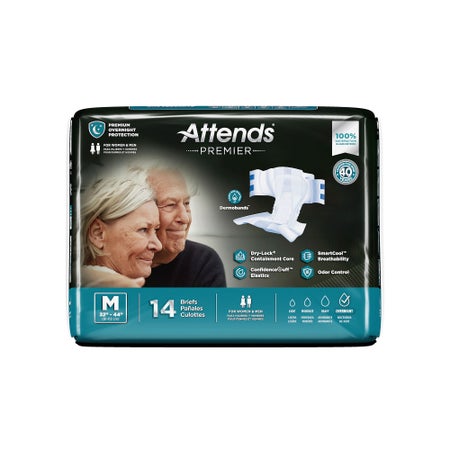 Incontinence Brief Attends® Premier Adult Medium Unisex Disposable Heavy Absorbency