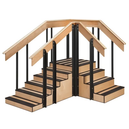 Training Convertible Staircase Overall Height 62 Inch (With Handrails) 24 X 30 X 30 Inch Platform / 6 X 10 X 30 Inch 3-Steps / 4 X 10 X 30 Inch 5-Steps Black / Tan