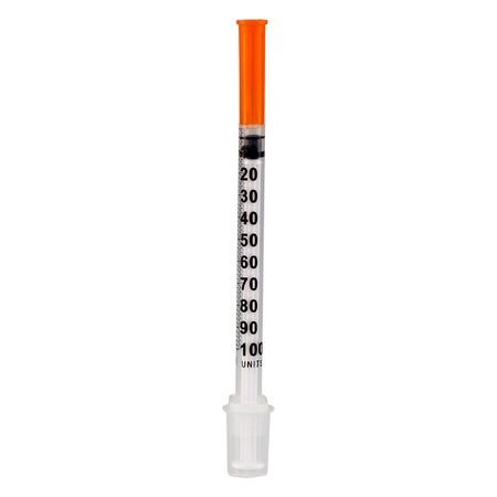 Standard Insulin Syringe with Needle Sol-M™ 1 mL 1/2 Inch 28 Gauge NonSafety Regular Wall