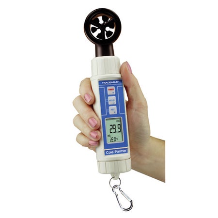 Digital Anemometer / Thermometer Traceable® Fahrenheit / Celsius 32° to 122°F (0° to 50°C) Ambient Sensor Handheld Battery Operated