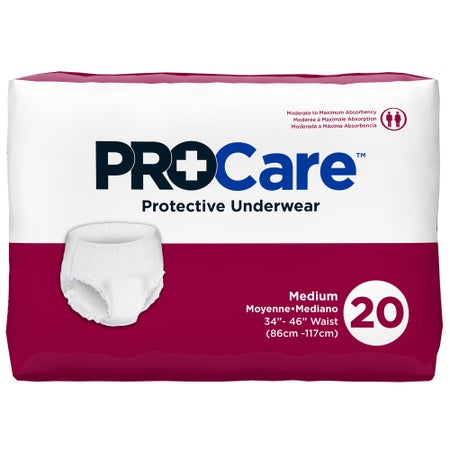 Absorbent Underwear ProCare™ Pull On with Tear Away Seams Adult Medium Unisex Disposable Moderate Absorbency