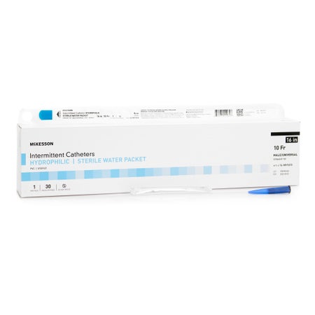 Urethral Catheter McKesson Straight Tip Hydrophilic Coated PVC 10 Fr. 16 Inch Length