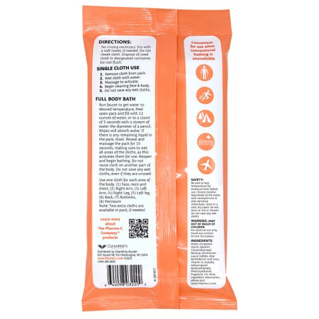 Rinse-Free Bath Wipe The Pharma-C Company® Soft Pack Light Scent 10 Count