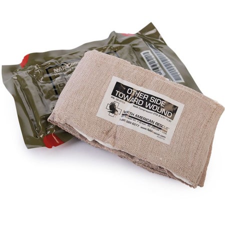Trauma Pressure Dressing with Wrap NAR 4 X 70 Inch Closure Bar Tan / White Sterile Standard Compression