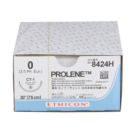 Nonabsorbable Suture with Needle Prolene™ Polypropylene CT-1 1/2 Circle Taper Point Needle Size 0 Monofilament