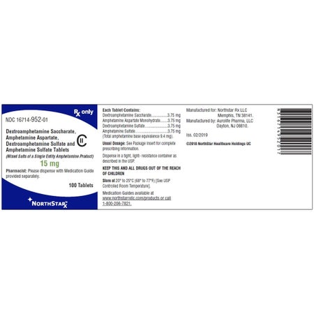 Dextroamphetamine / Amphetamine 15 mg Tablet 100 Tablets