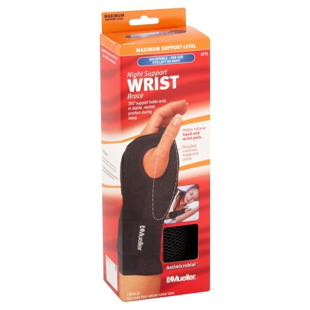 Night Wrist Brace Mueller® Fabric / Metal Left or Right Hand Black One Size Fits Most