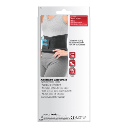 Back Brace Mueller® One Size Fits Most Hook and Loop Strap Closure 28 to 50 Inch Waist Circumference Adult