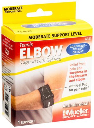 Elbow Support Mueller® One Size Hook and Loop Elbow 10 to 14 Inch Circumference Black
