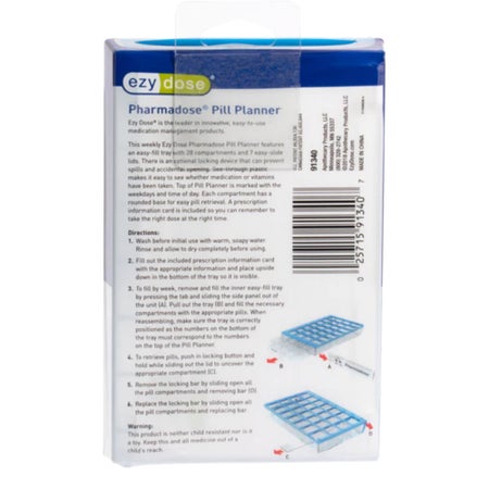 Pill Organizer Pharmadose® Locking Pill Planner Small 7 Day 4 Dose