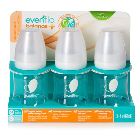Baby Bottle Evenflo Feeding Balance + Standard Neck 4 oz. Food Grade Material Clear