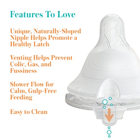 Nipple Evenflo Feeding Balance + Wide Neck Medium Flow Tip Ages 3 Months and Up