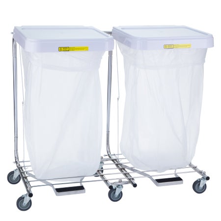 Double Hamper Stand Rolling Square Opening Foot Pedal Self-Closing Lid