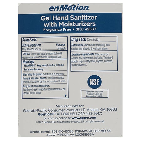 Hand Sanitizer with Aloe Enmotion® Gen2 1,000 mL Ethyl Alcohol Gel Dispenser Refill Bottle