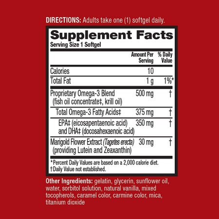Omega 3 Supplement Megared® Advanced Total Body Fish Oil 500 mg Strength Softgel 30 per Bottle