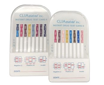 Drugs of Abuse Test Kit CLIAwaived™ AMP, BAR, BUP, BZO, COC, EDDP, mAMP/MET, MDMA, MTD, OPI, OXY, PCP, TCA, THC 25 Tests CLIA Waived