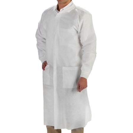 Lab Coat LabMates® White X-Large Knee Length SMS Disposable
