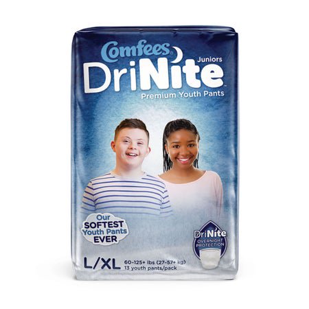 Unisex Youth Absorbent Underwear Comfees® DriNite® Juniors Pull On with Tear Away Seams Large / X-Large Disposable Heavy Absorbency