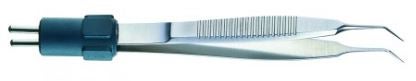 Bipolar Forceps V. Mueller® McPherson 2-3/4 Inch Length OR / Surgical Grade Stainless Steel NonSterile NonLocking Thumb Handle Angled 0.25 mm Wide Jaws