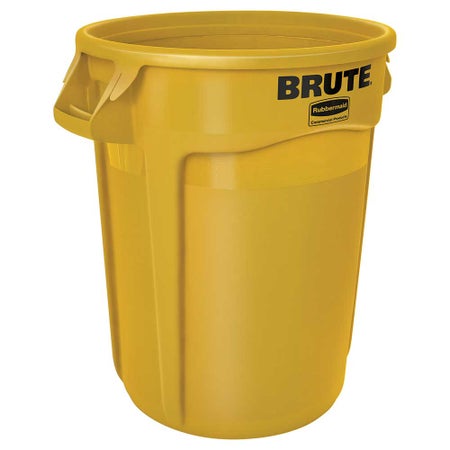 Trash Can Rubbermaid® Brute® 128 Quart / 32 gal. Yellow Plastic Round