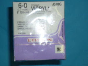 Absorbable Suture with Needle Coated Vicryl™ Polyglactin 910 S-24 1/4 Circle Spatula Needle Size 6-0 Braided