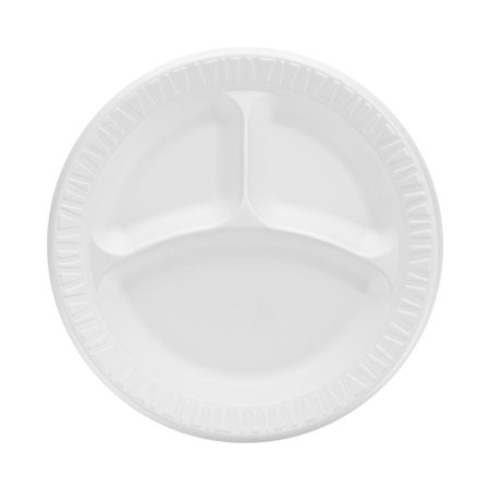 Laminated Foam Compartment Plate Dart® Quiet Classic® White Single Use