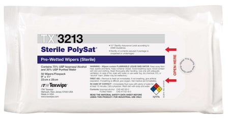 Surface Disinfectant Cleaner PolySat® Premoistened Cleanroom Manual Pull Wipe 50 Count Soft Pack Alcohol Scent Sterile