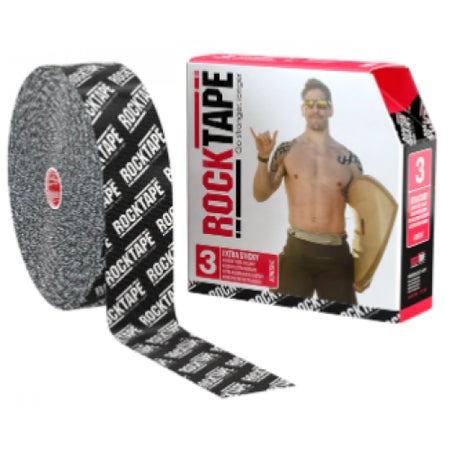 Kinesiology Tape Rock Tape® Extra Sticky Black Logo 2 Inch X 35 Yard Cotton / Nylon NonSterile