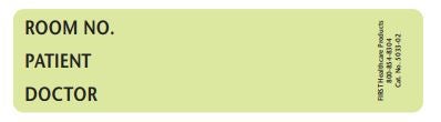 Pre-Printed / Write On Label First Health Product Chart Tab Lime Green Paper Room No_Paitent_Doctor_ Black Patient Information 1-3/8 X 5-3/8 Inch