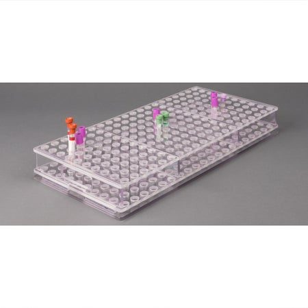 Carrier Rack Blood Tube Rack Poltex® 200 Place 17 mm Tube Size Clear 2-1/2 X 10 X 20-3/4 Inch