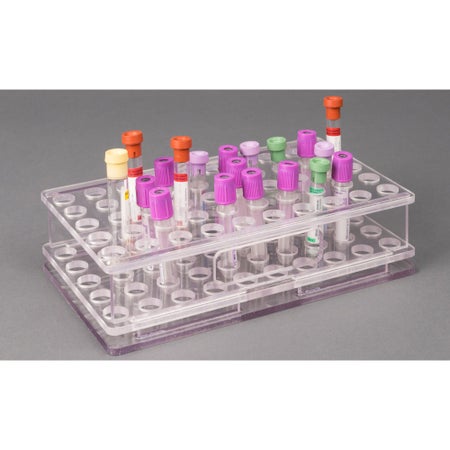 Carrier Rack Blood Tube Rack Poltex® 50 Place 17 mm Tube Size Clear 2-1/2 X 5-3/4 X 10 Inch