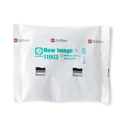 Ostomy Barrier New Image™ CeraPlus™ Precut, Extended Wear Adhesive Tape Borders 44 mm Flange Green Code System 7/8 Inch Opening