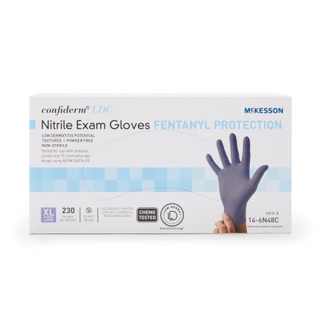 Exam Glove McKesson Confiderm® LDC X-Large 230 per Box NonSterile Nitrile Standard Cuff Length Fully Textured Blue Chemo Tested / Fentanyl Tested