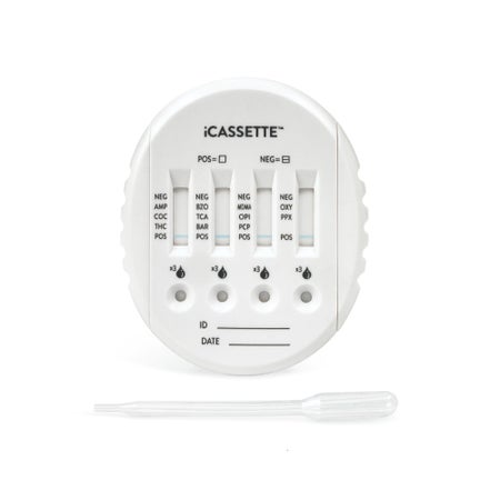 Drugs of Abuse Test Kit iCassette™ AMP, BAR, BZO, COC, mAMP/MET, MTD, OPI, PCP, TCA, THC 25 Tests CLIA Non-Waived
